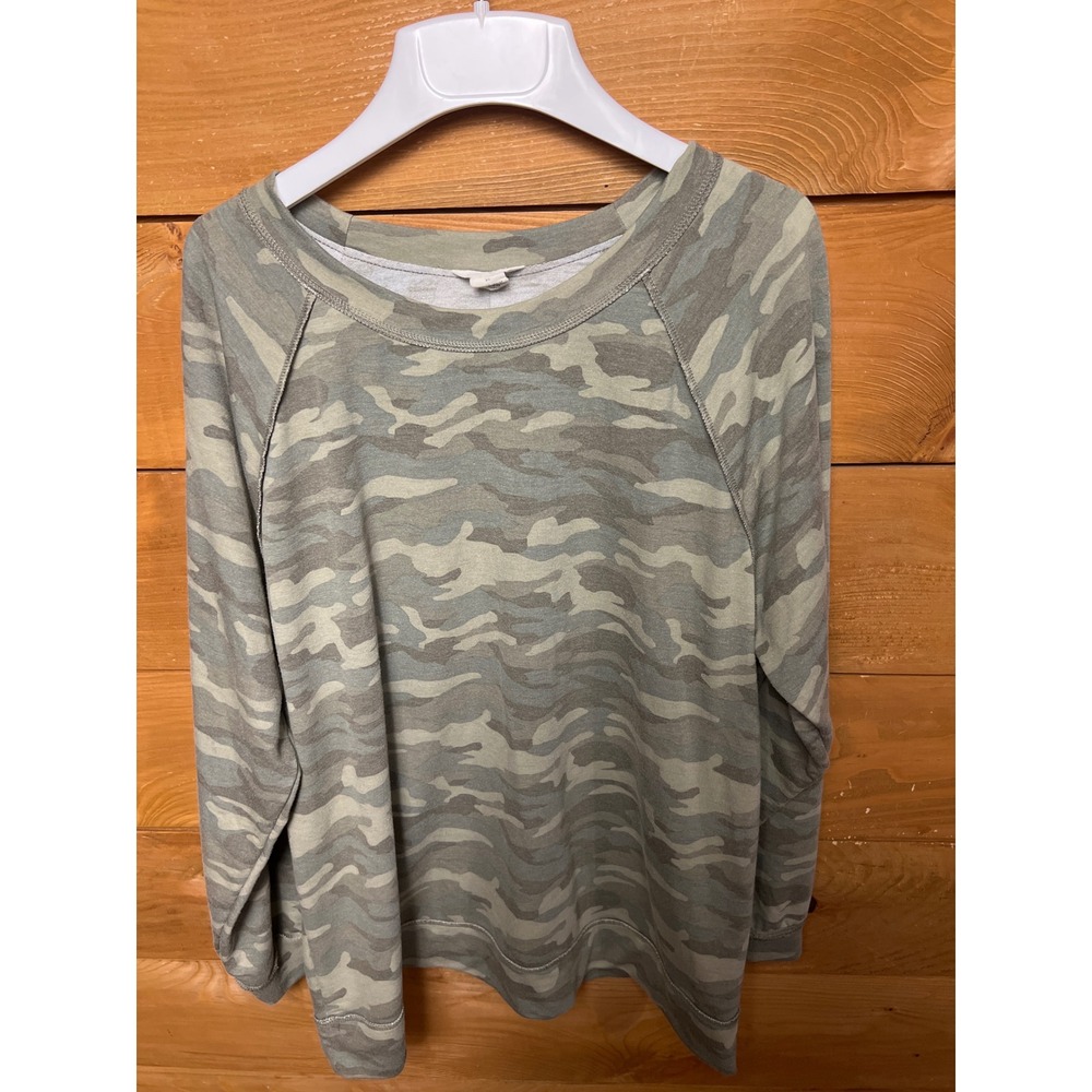 CASLON Camouflage Sweatshirt Pullover Long Sleeve Crewneck Women XL soft Hunting